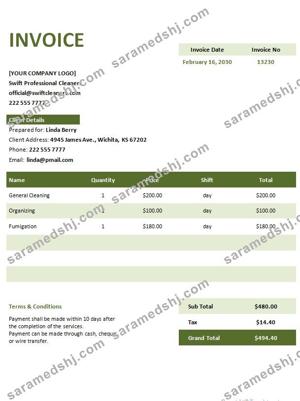 Free Invoice Template for Cleaning Service